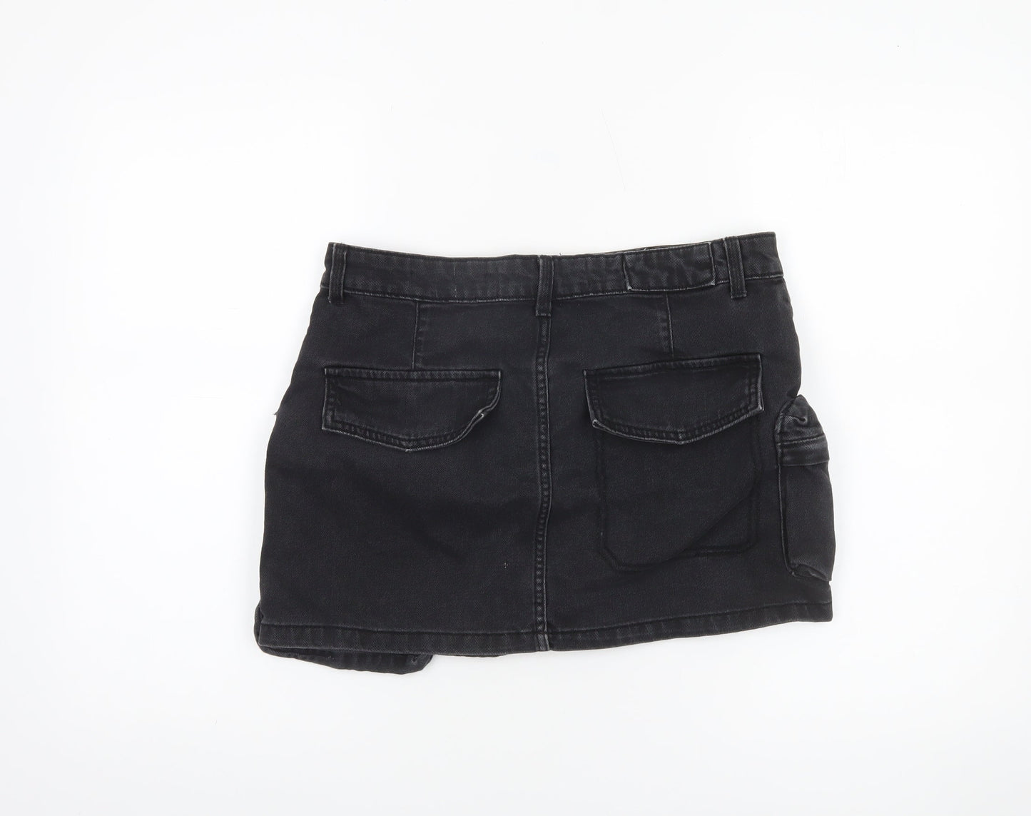 Bershka Women Black Cargo Mini Denim Skirt Size 10