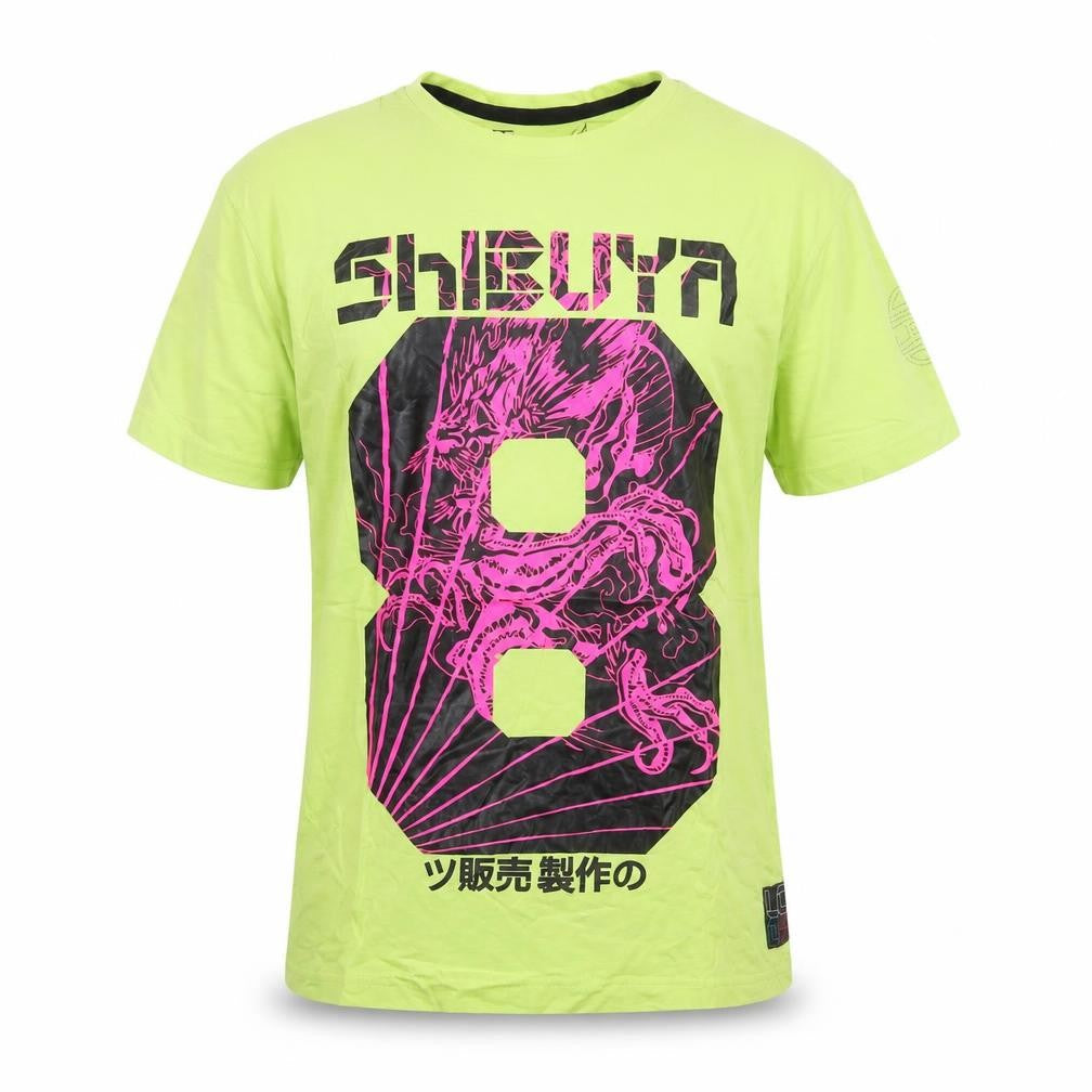Lee Cooper Men's Green Graphic Shibuya Print Cotton T-Shirt Size M