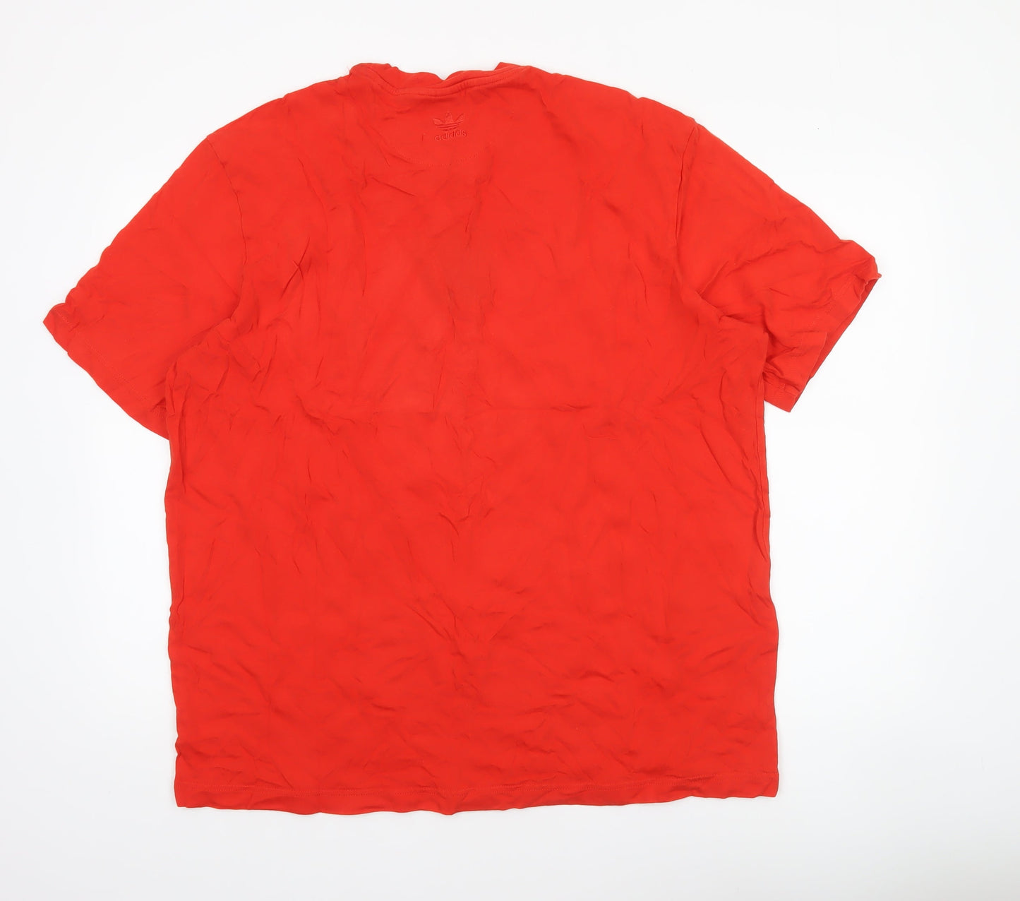 Adidas Men Red XL Crew Neck Cotton Embroidered Logo Sports T-Shirt