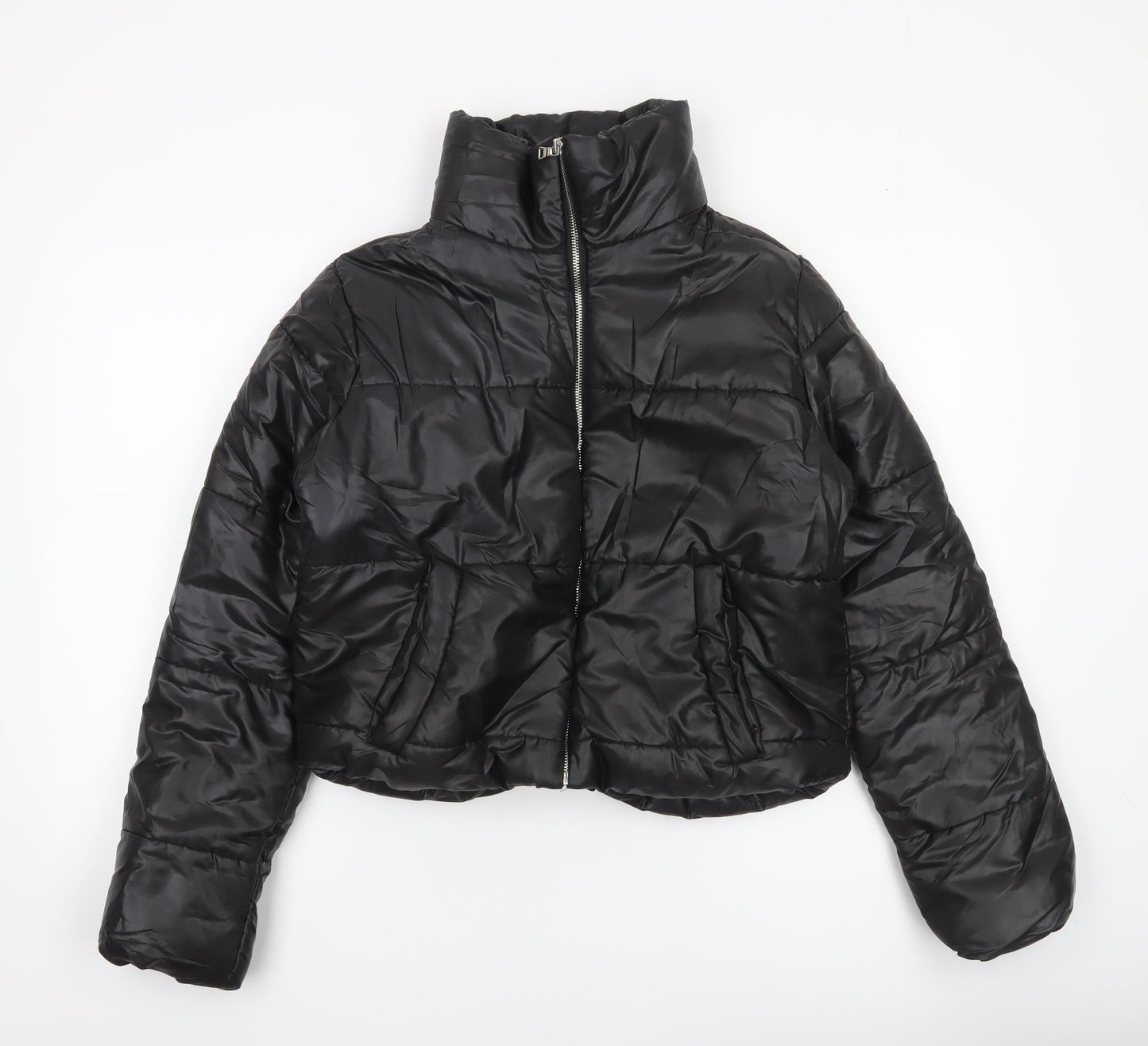 Rising Women’s Black Cropped Puffer Jacket Size S Winter Quilted Coat