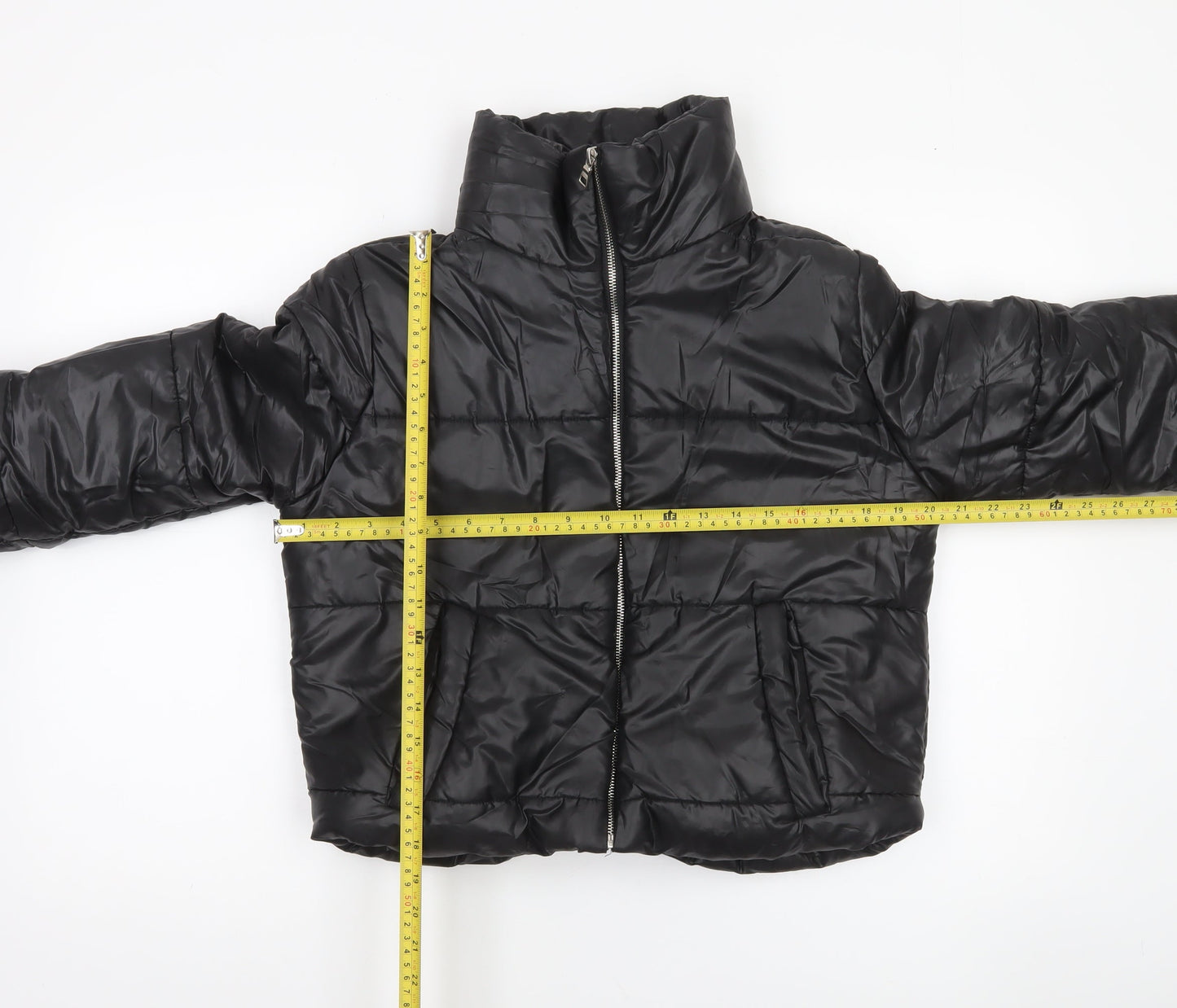 Rising Women’s Black Cropped Puffer Jacket Size S Winter Quilted Coat
