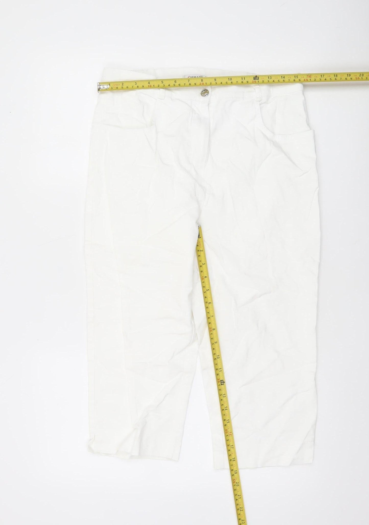 Damart Women’s White Cropped Stretch Cotton Trousers UK 16