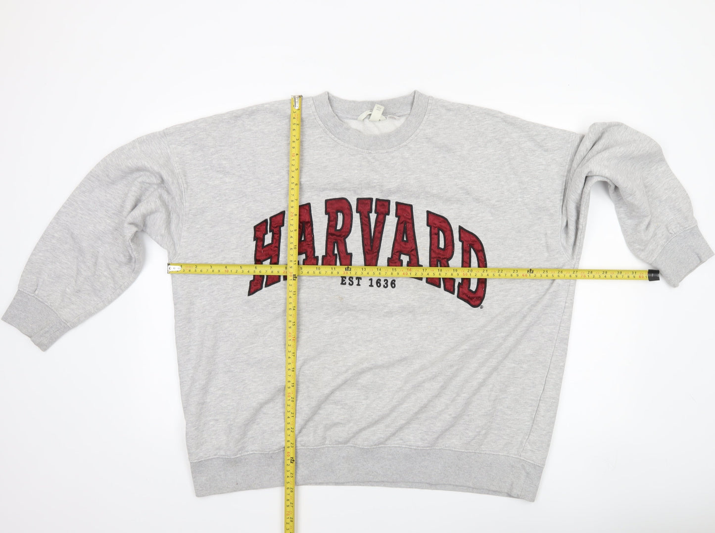 H&M Womens Grey Harvard Crew Neck Sweatshirt Size 12 Cotton Blend