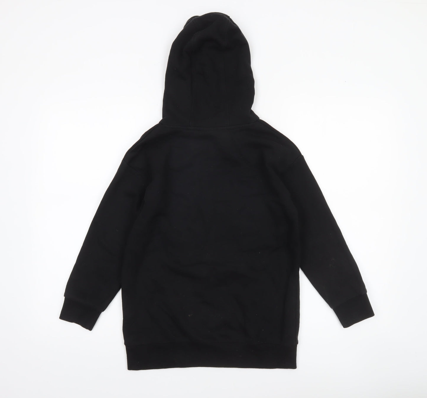 Elle Girls Black Hooded Pullover Hoodie 8-9 Years Logo Print Cotton Blend