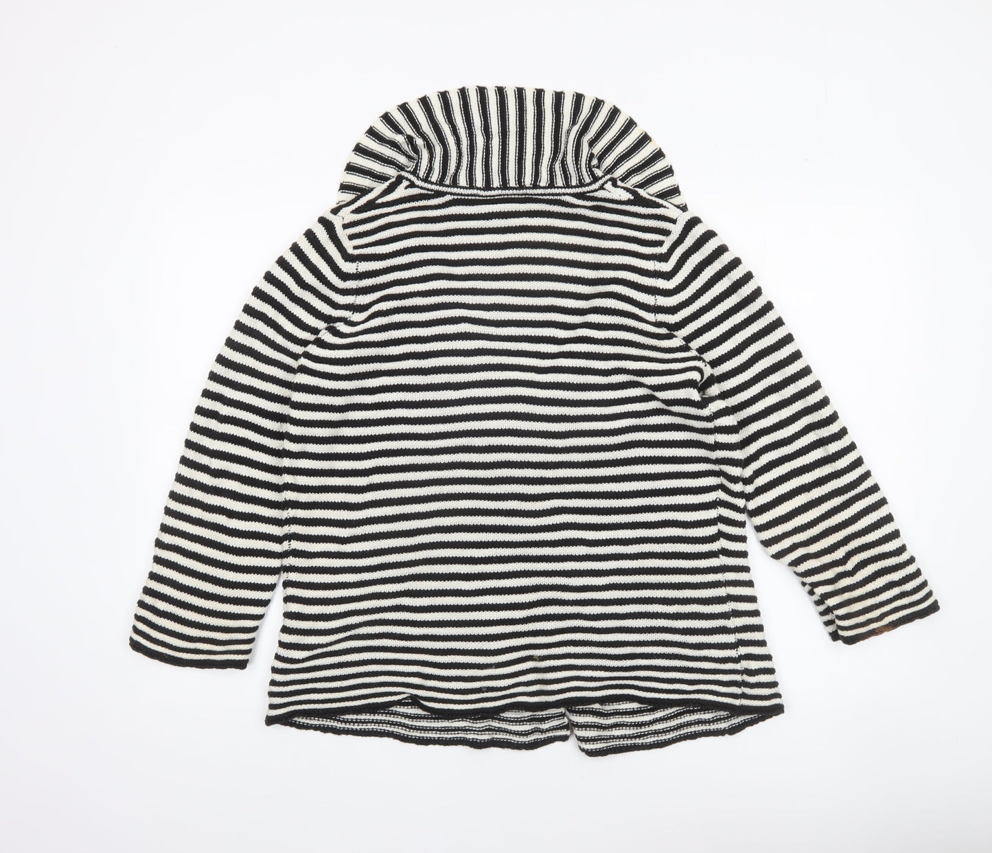 Wallis Women Black White Striped Knit Cardigan Size 14