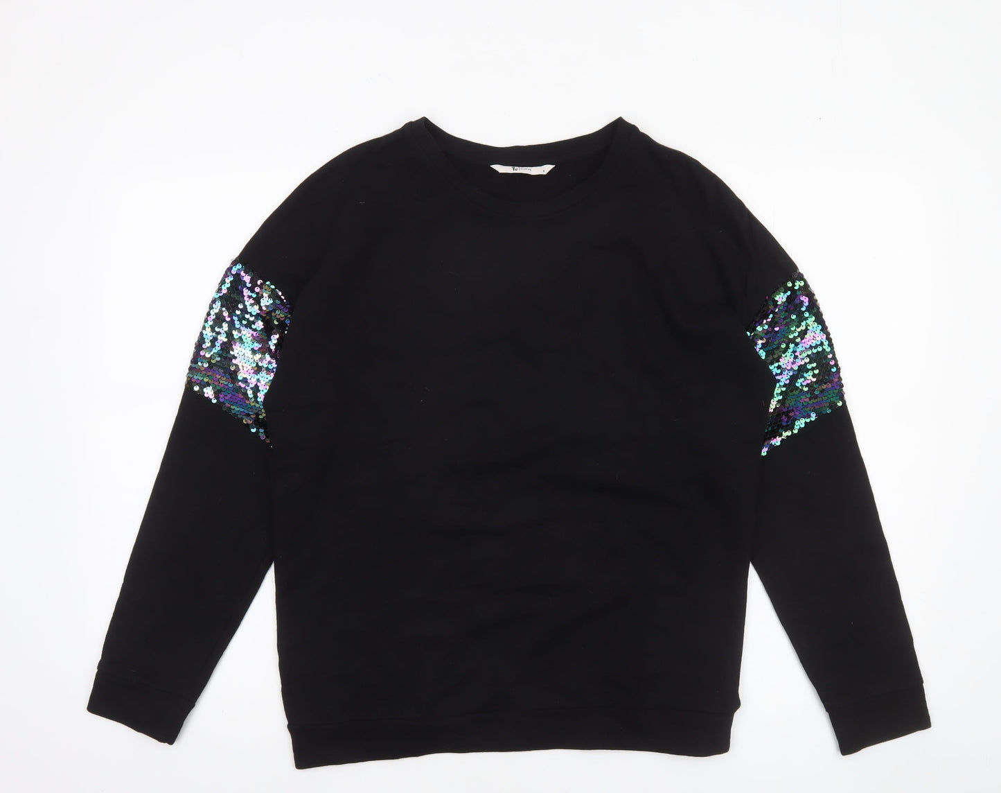 TU Woman Black Sequin Sleeve Sweatshirt Size 8