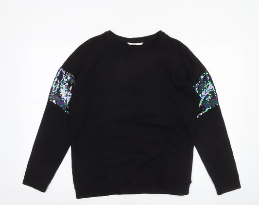 TU Woman Black Sequin Sleeve Sweatshirt Size 8