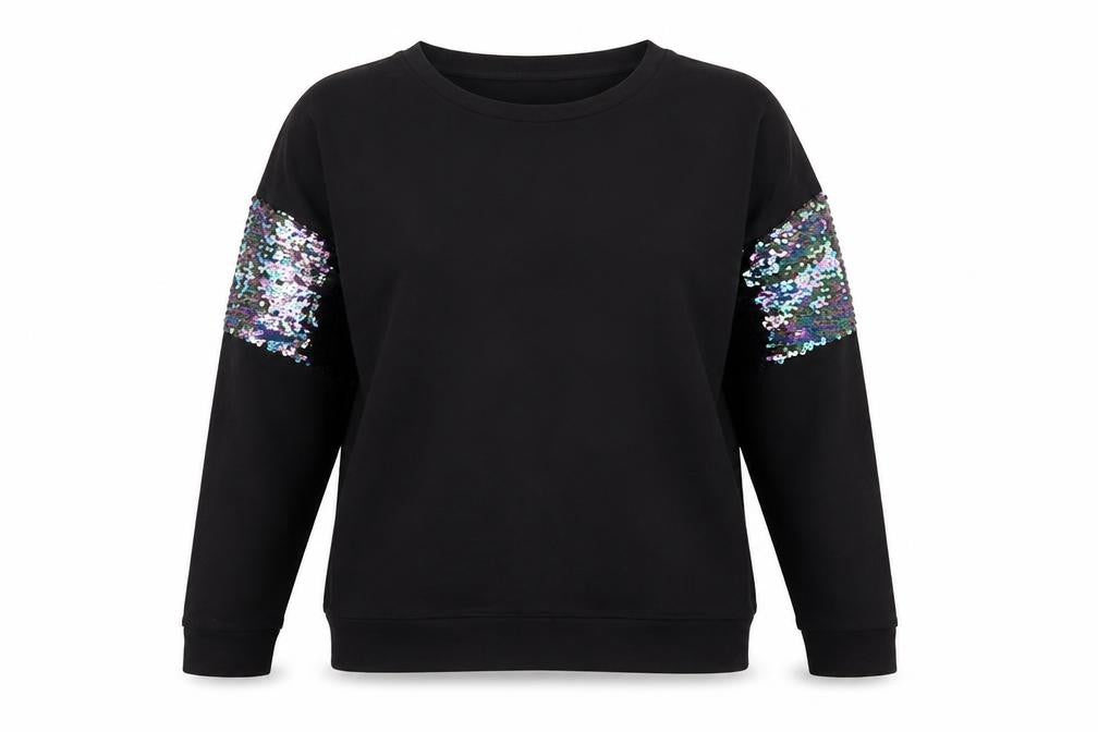TU Woman Black Sequin Sleeve Sweatshirt Size 8