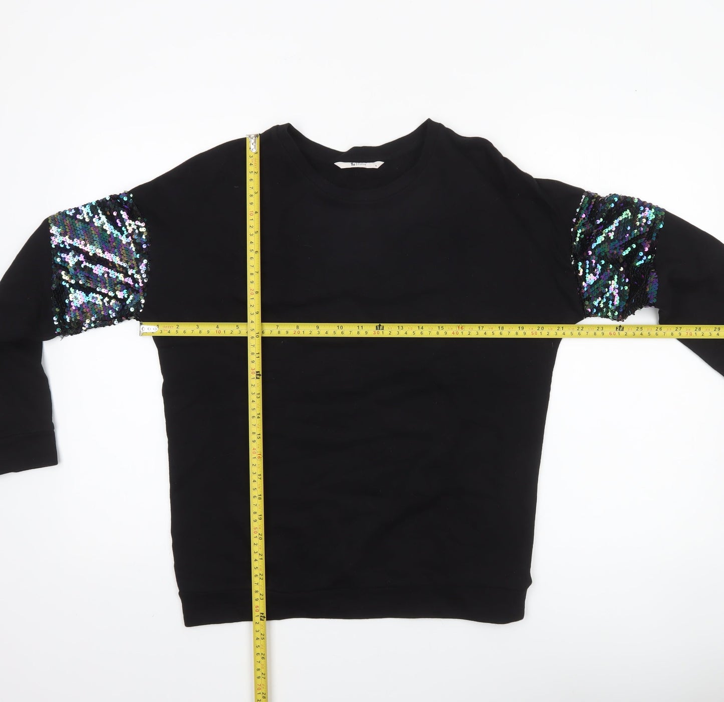 TU Woman Black Sequin Sleeve Sweatshirt Size 8