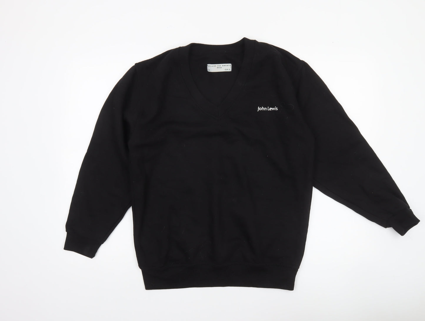 John Lewis Men's Black V-Neck Cotton Sweatshirt Size S