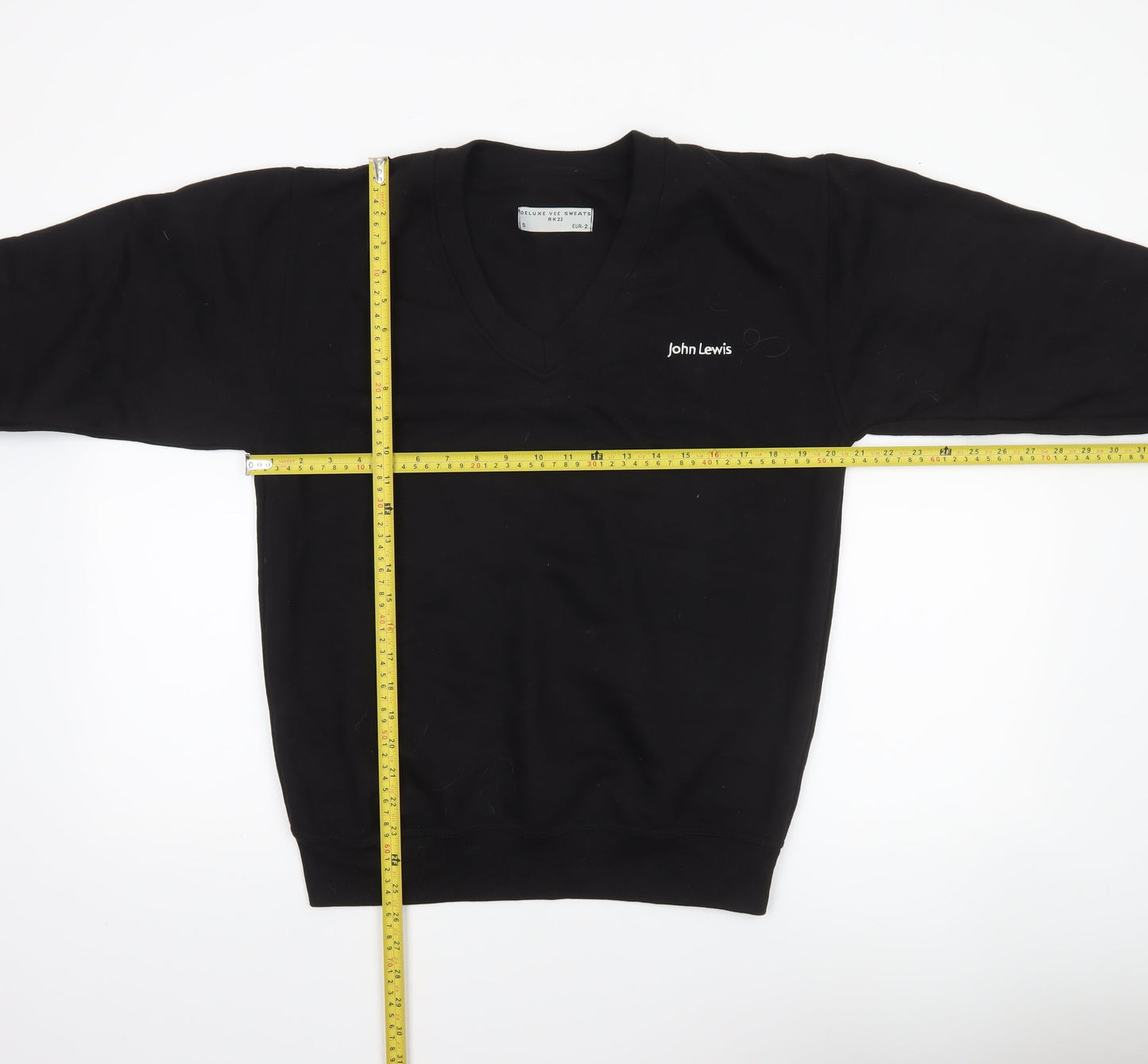 John Lewis Men's Black V-Neck Cotton Sweatshirt Size S
