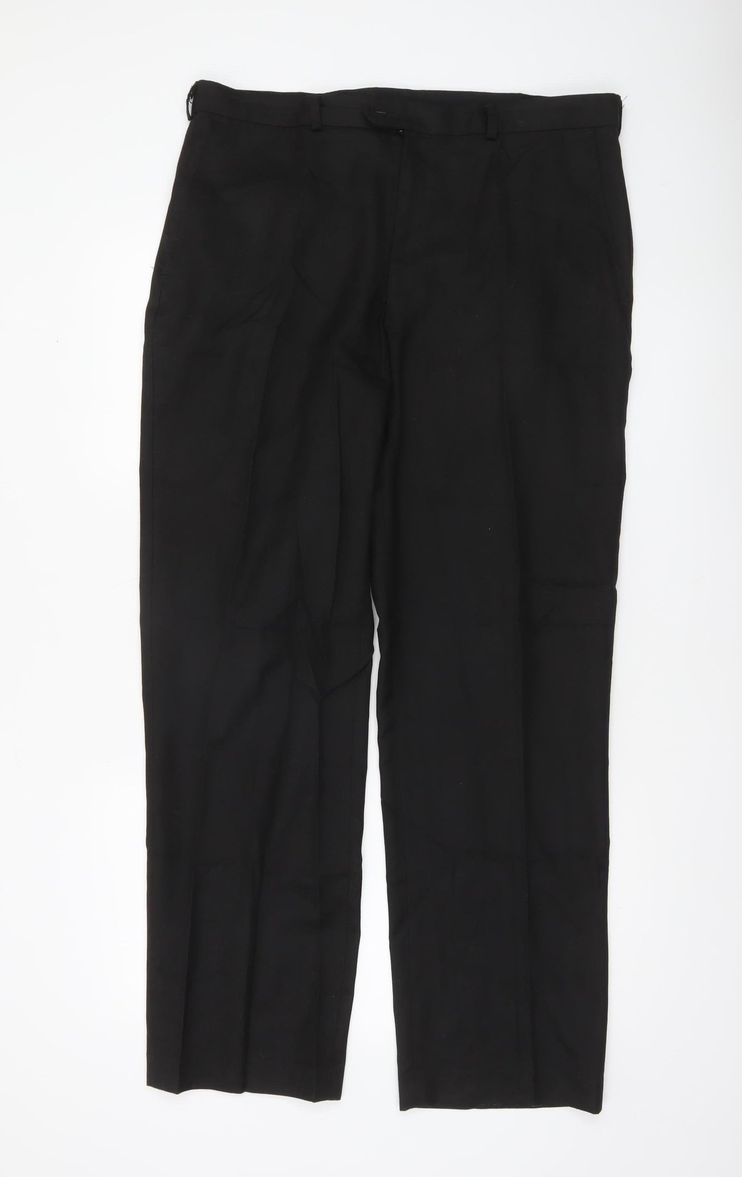 David Luke Men's Black 36x32 Regular Fit Pleated Dress Pants