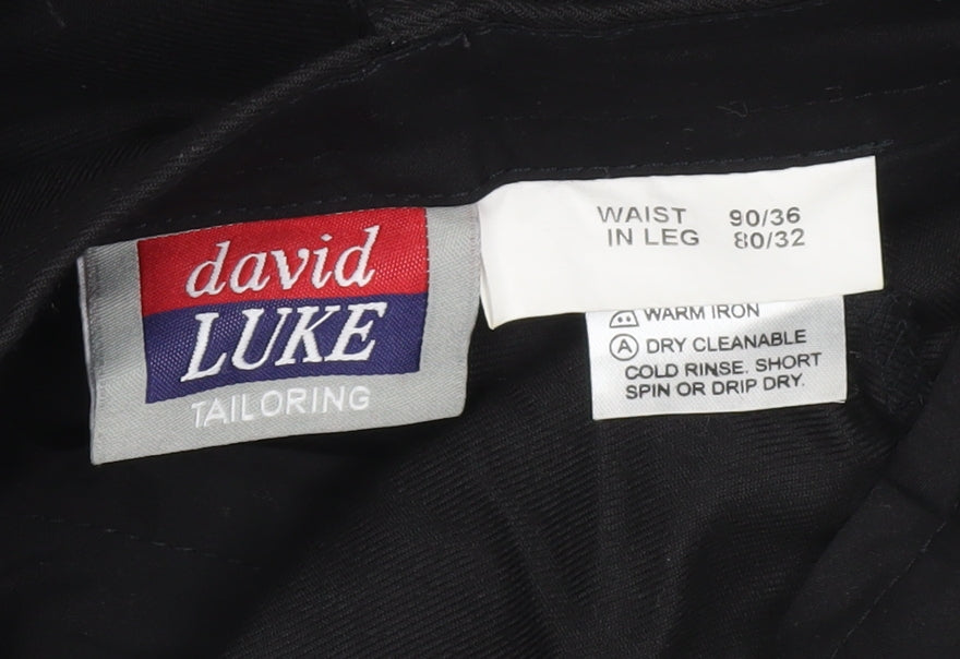 David Luke Men's Black 36x32 Regular Fit Pleated Dress Pants