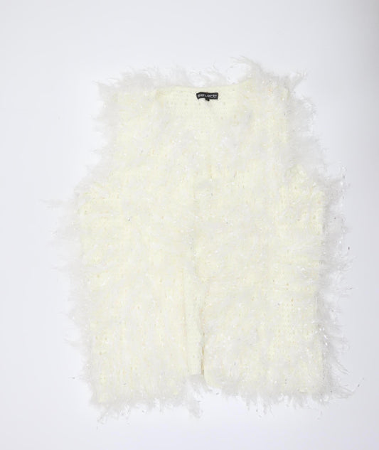 Select Women's Ivory Faux Fur Knit Waistcoat L Lightweight