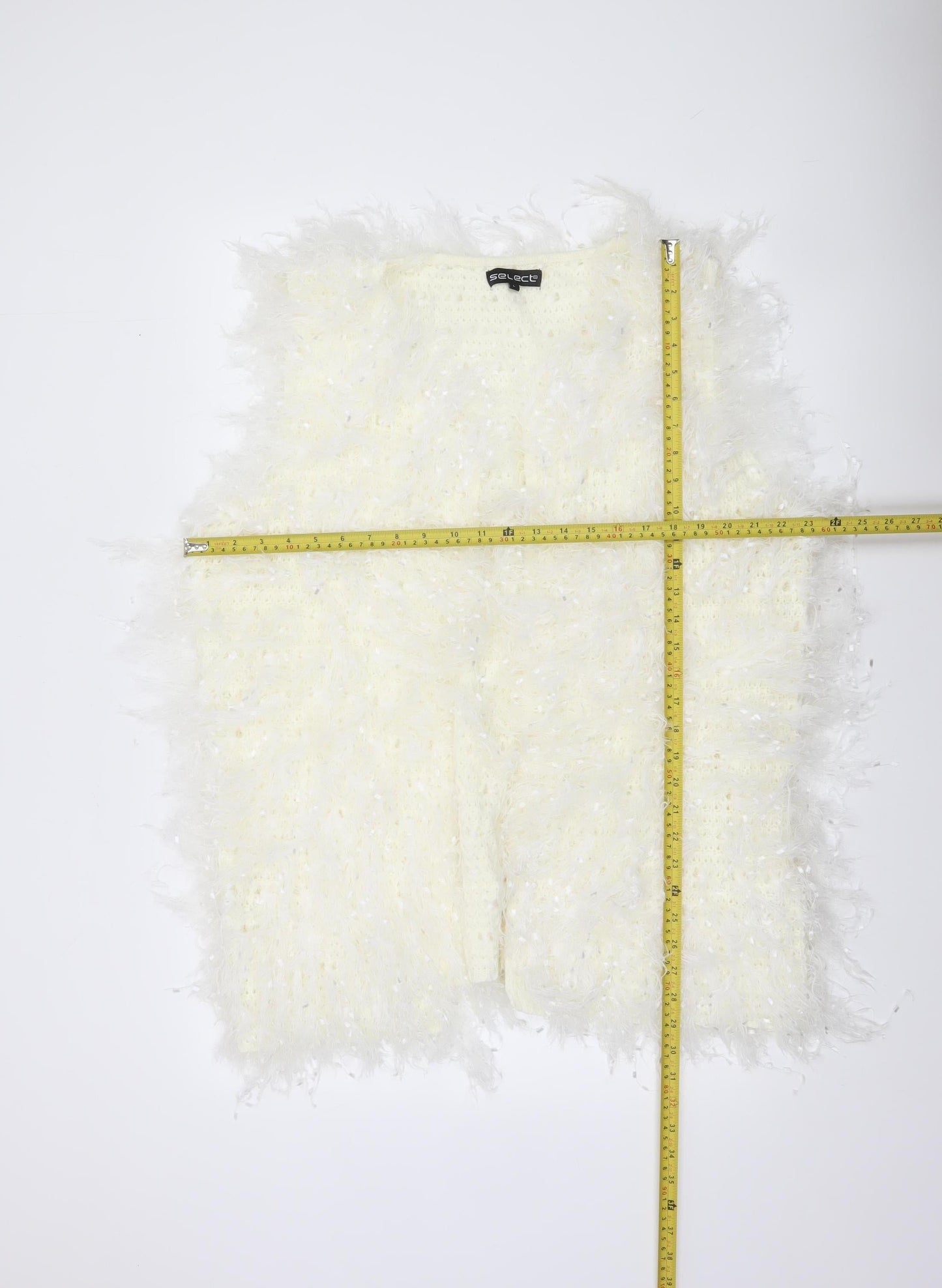 Select Women's Ivory Faux Fur Knit Waistcoat L Lightweight