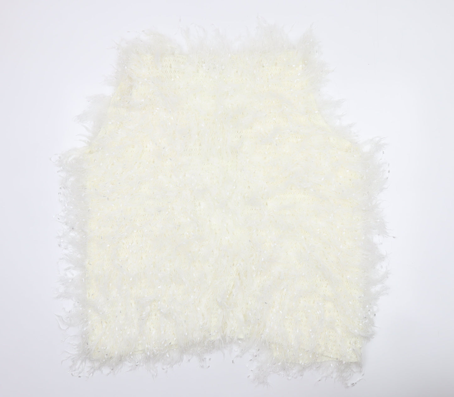 Select Women's Ivory Faux Fur Knit Waistcoat L Lightweight