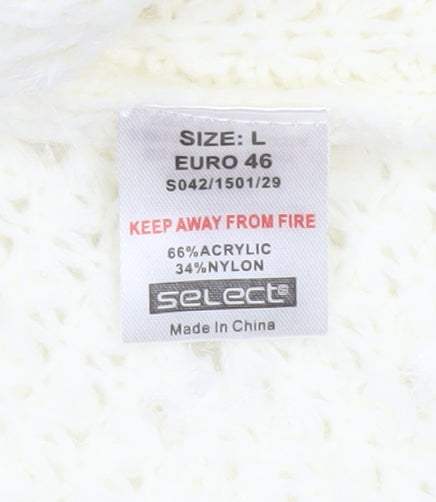 Select Women's Ivory Faux Fur Knit Waistcoat L Lightweight
