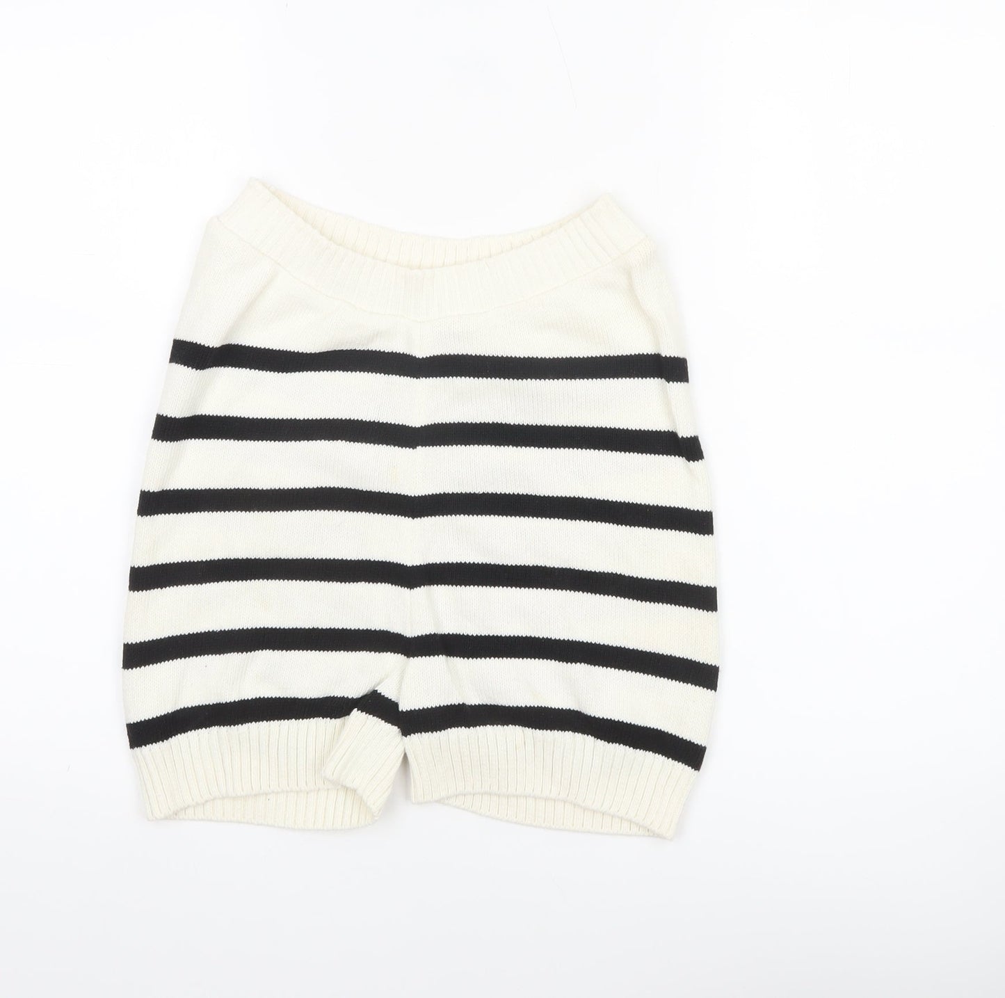 Primark Women’s Ivory Black Striped Knit Sweat Shorts XS