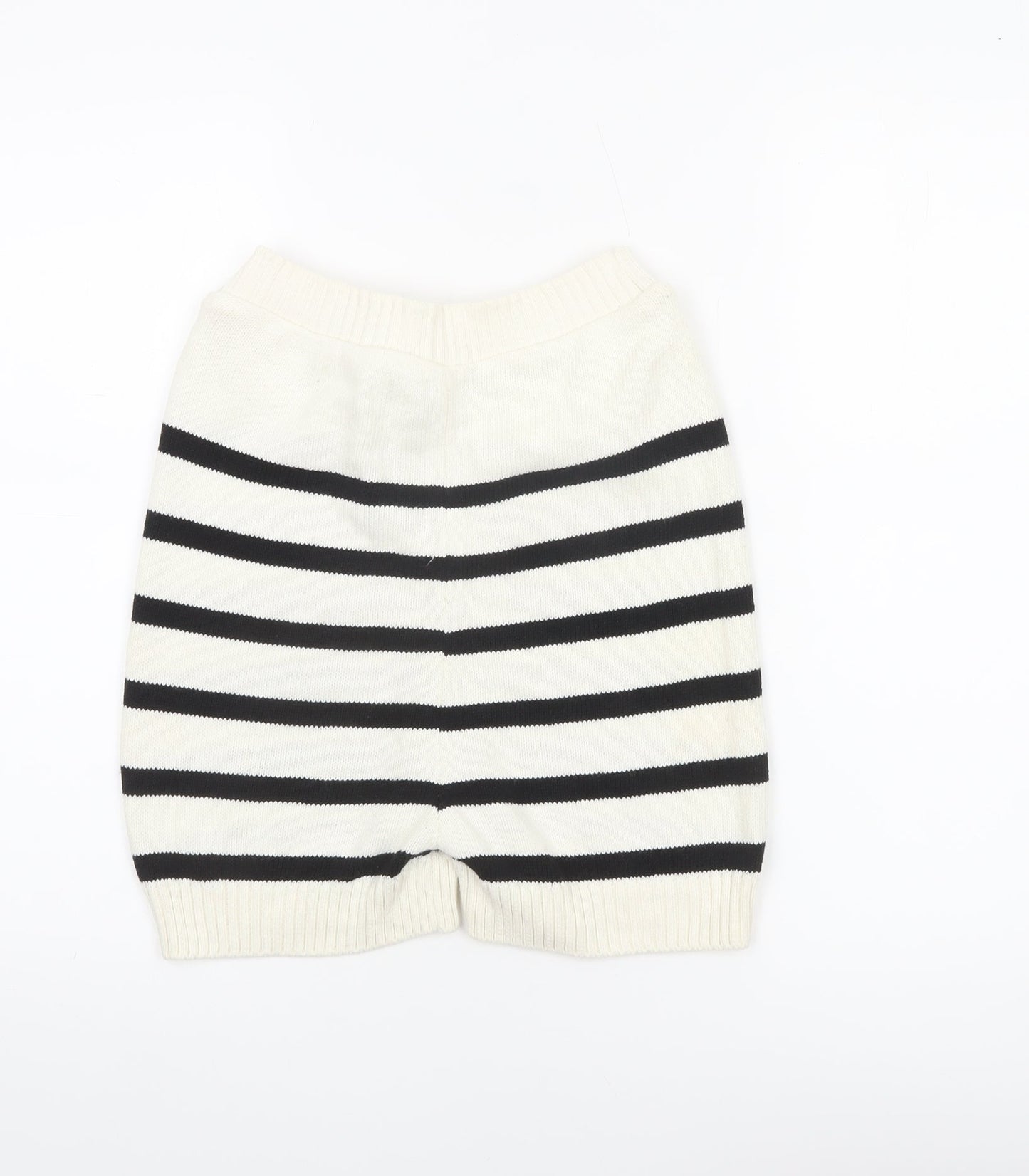 Primark Women’s Ivory Black Striped Knit Sweat Shorts XS