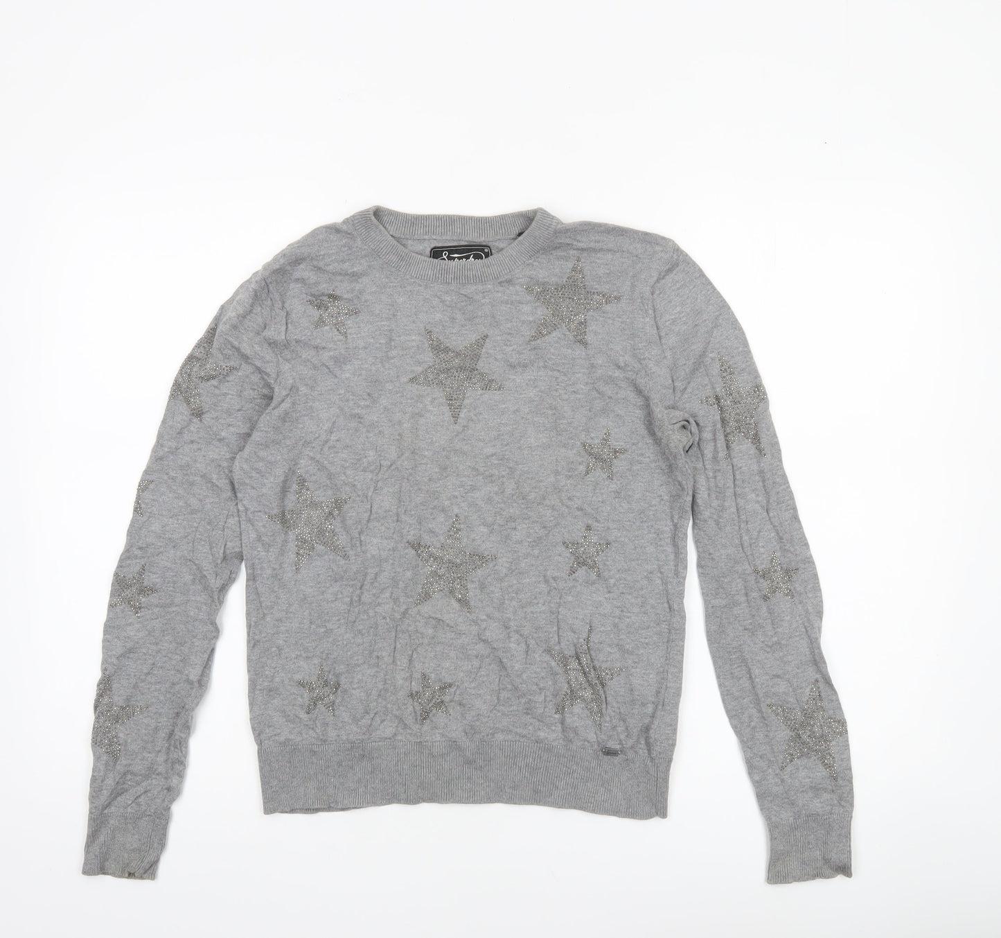 Superdry Womens Grey XS Crew Neck Star Knit Jumper