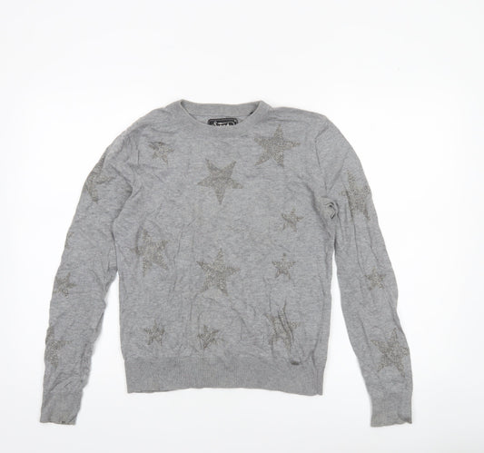 Superdry Womens Grey XS Crew Neck Star Knit Jumper