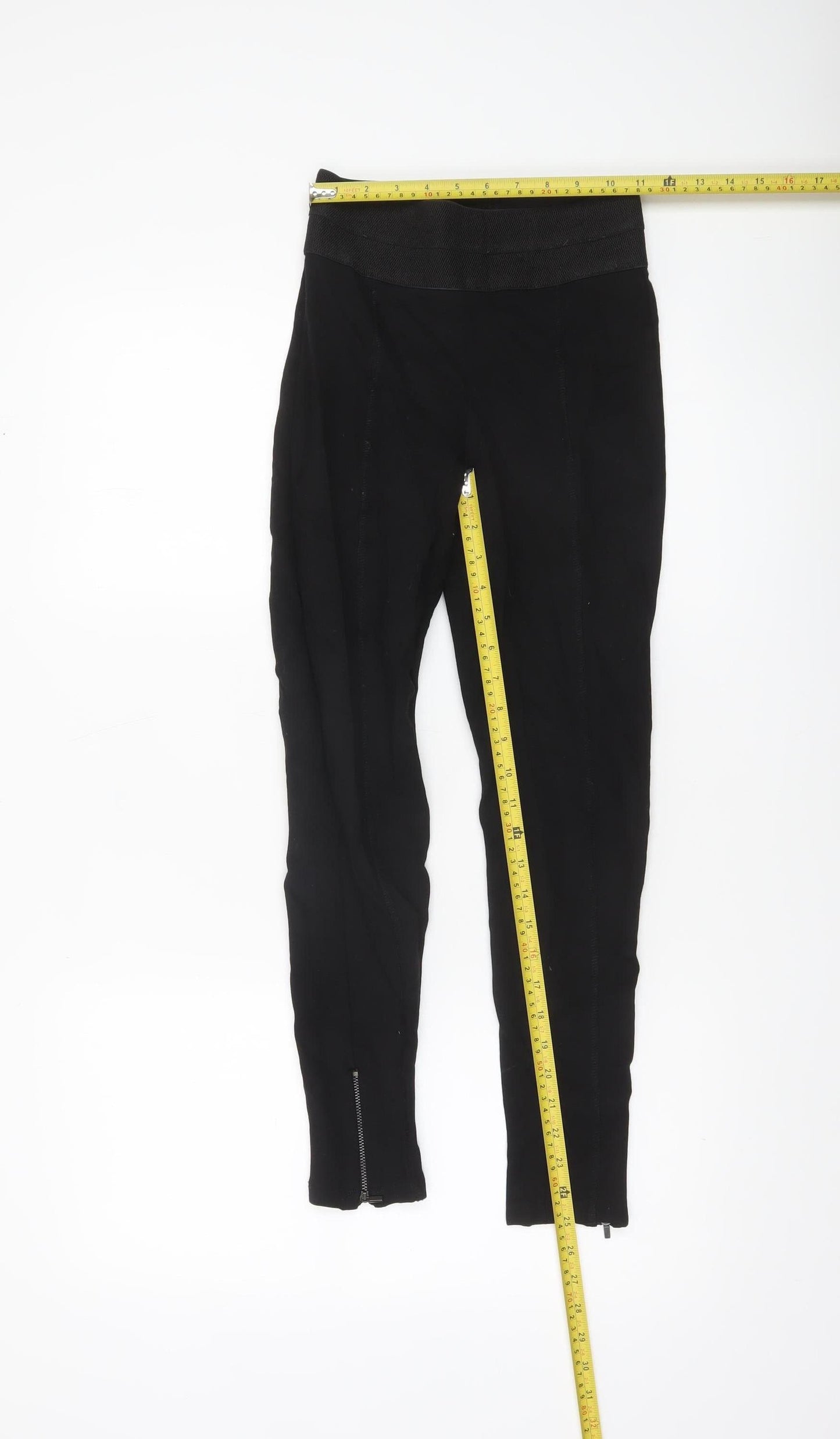 Zara Basic Women's Black XS Skinny Stretch Ankle Zip Leggings