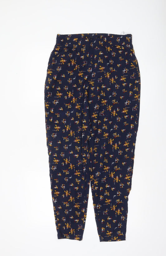 Mystify Women's Blue Geometric Print Jogger Trousers Size 10