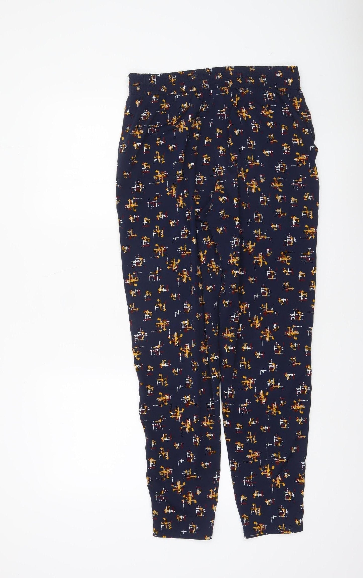 Mystify Women's Blue Geometric Print Jogger Trousers Size 10