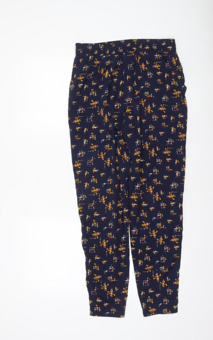 Mystify Women's Blue Geometric Print Jogger Trousers Size 10