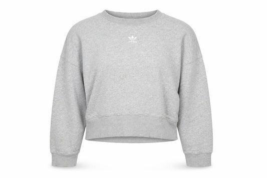 Adidas Women Grey Cropped Sweatshirt Size 10 Logo Crew Neck Pullover
