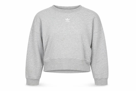 Adidas Women Grey Cropped Sweatshirt Size 10 Logo Crew Neck Pullover