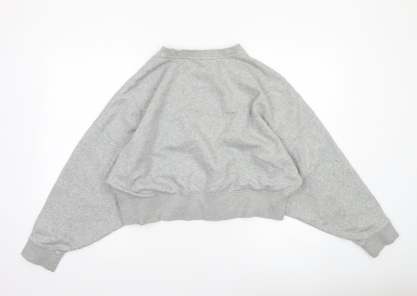 Adidas Women Grey Cropped Sweatshirt Size 10 Logo Crew Neck Pullover
