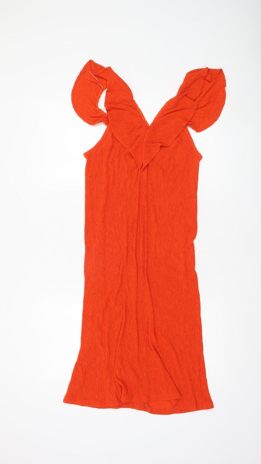 Zara Women Orange Sleeveless Bodycon Dress Size 12