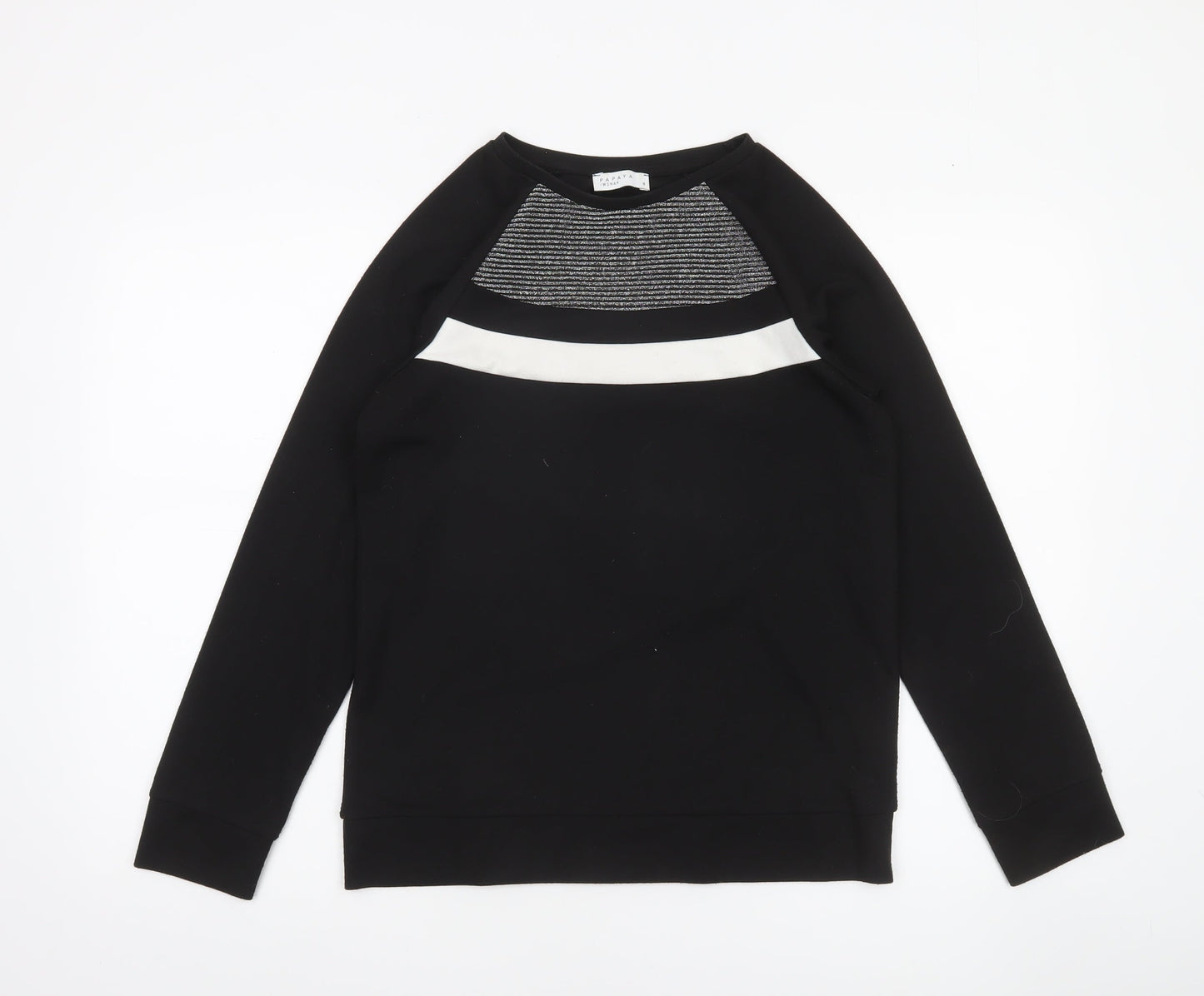 Papaya Woman Black & White Stripe Panel Sweatshirt Size 8