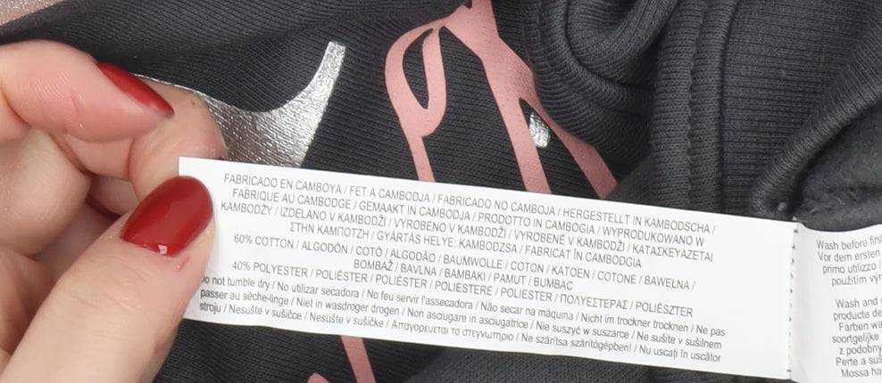 Primark Girls Grey Snow Angel Graphic Pullover Hoodie 12-13 Years