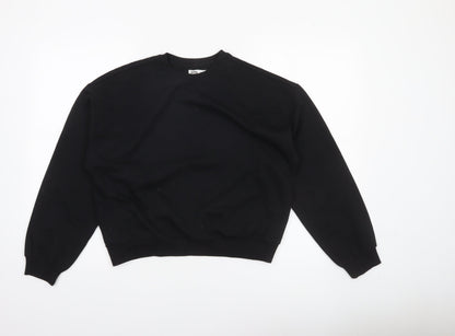 Additional front view of Sinsay girls’ black pullover sweatshirt 158cm crew neck long sleeve