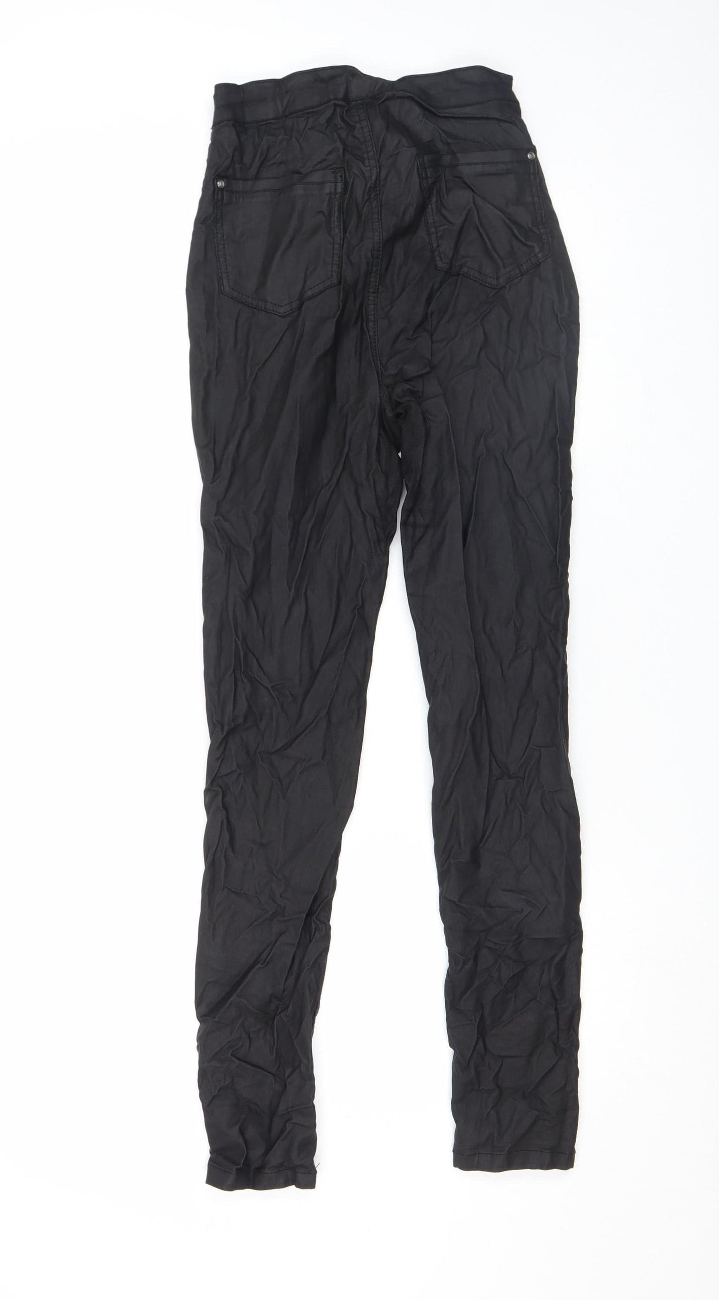 Missguided Womens Black Lace Up Skinny Stretch Trousers UK 10