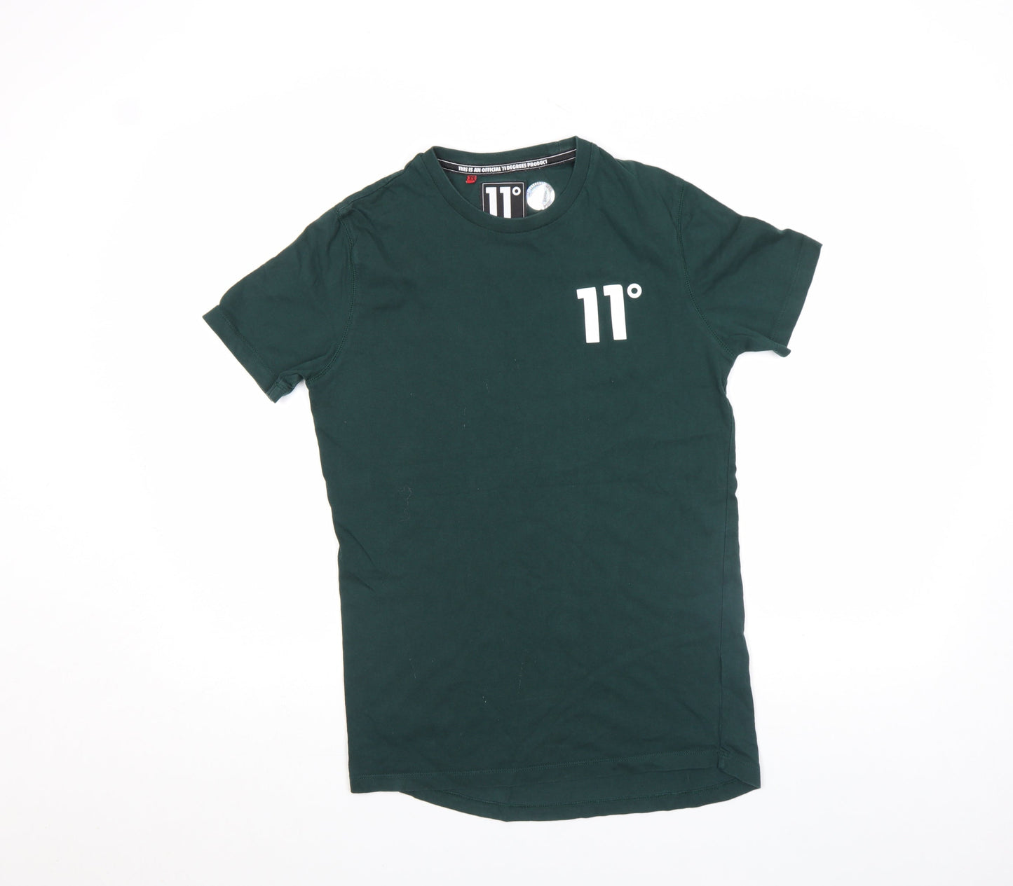 11 Degrees Men’s Green Slim Fit Cotton Crew Neck Short Sleeve T-Shirt S