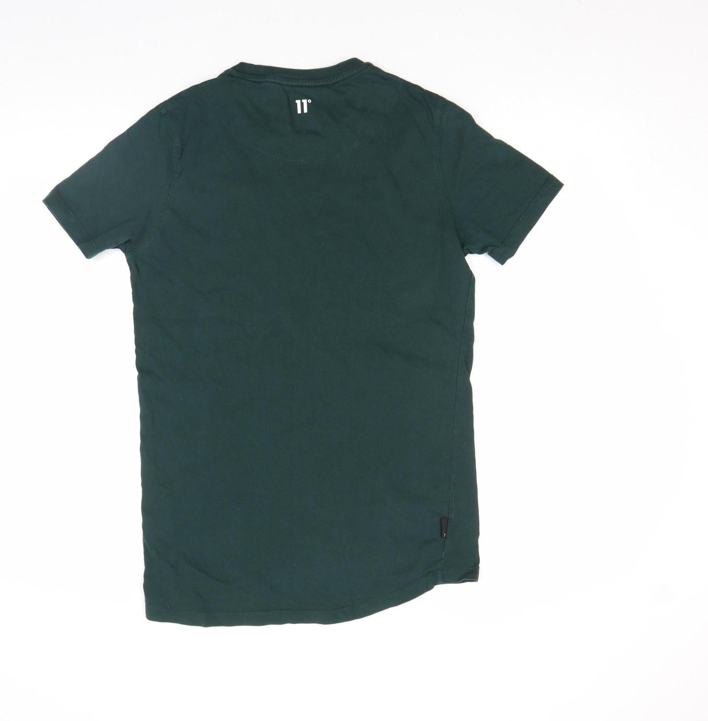 11 Degrees Men’s Green Slim Fit Cotton Crew Neck Short Sleeve T-Shirt S