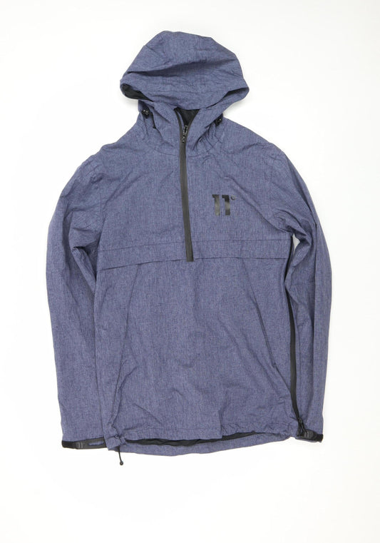 11 Degrees Men’s Blue Hooded Anorak Jacket XS Water Resistant Lightweight