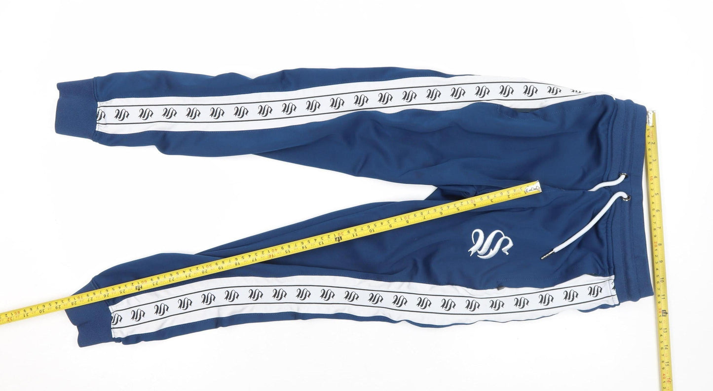 Sinners Attire Boys Blue XS Jogger Trousers with Side Stripe