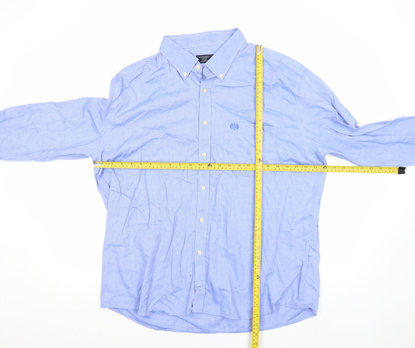 Paul Costelloe Living Men's Blue 2XL Button-Down Cotton Shirt