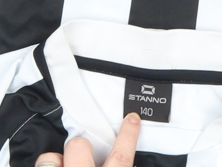 Stanno Boys Black White Long Sleeve Football Jersey Shirt Size 12 Years