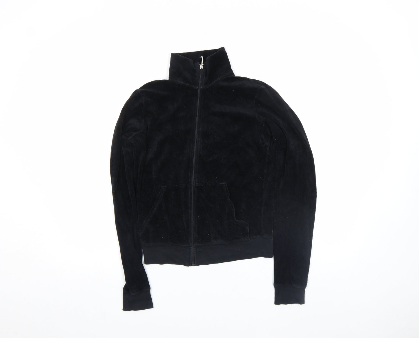 Juicy Couture Girls Black Velour Track Jacket M Zip Front Activewear