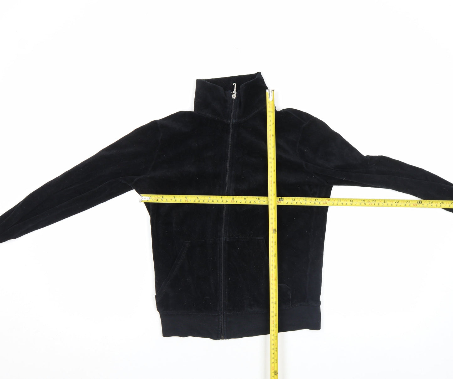 Juicy Couture Girls Black Velour Track Jacket M Zip Front Activewear