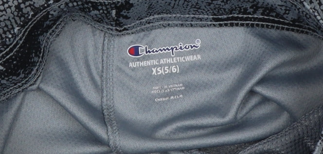 Champion Girls Grey Black XS (5/6) Biker Shorts 100% Polyester Activewear