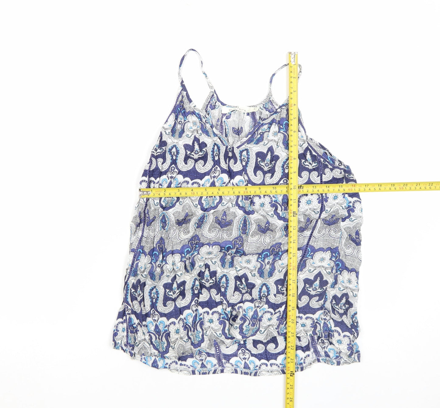 Solitaire Womens Blue Paisley Cotton Camisole M Summer Top