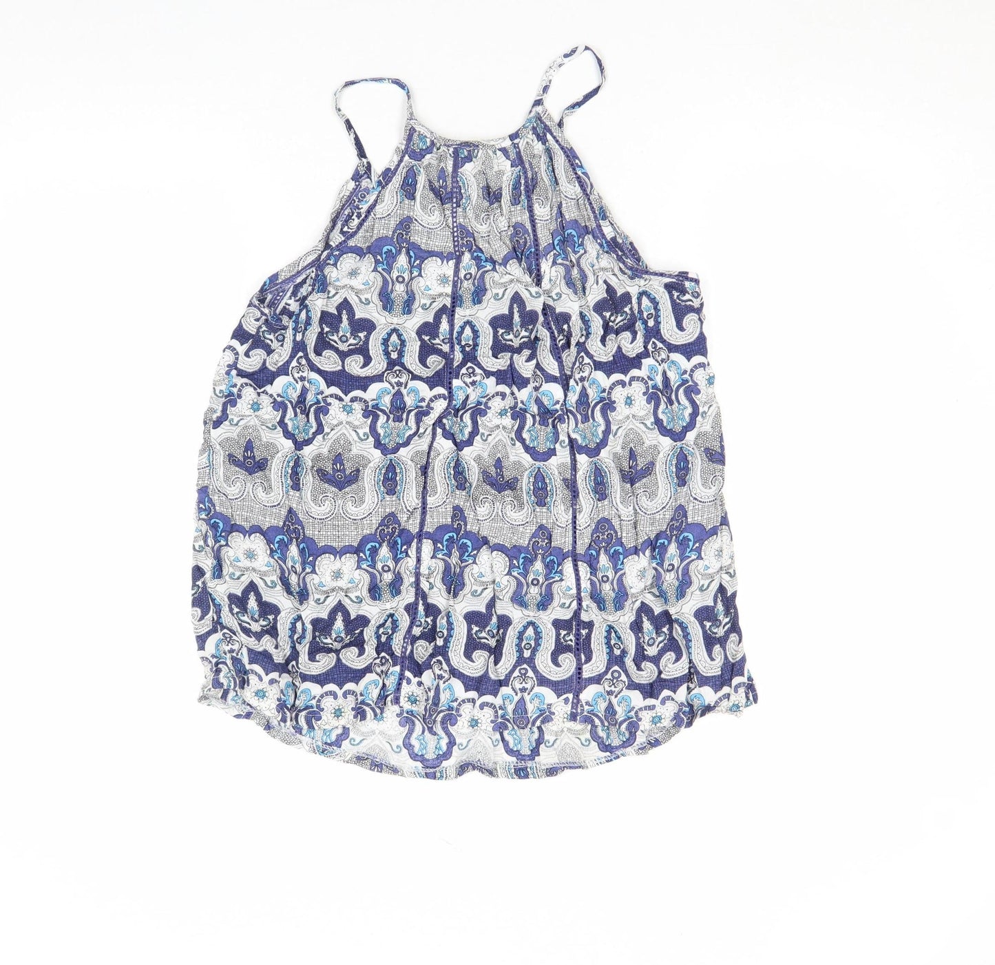 Solitaire Womens Blue Paisley Cotton Camisole M Summer Top