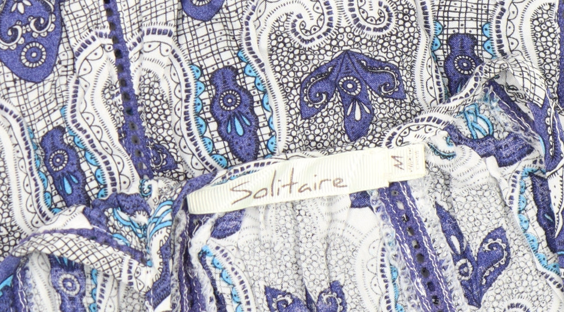 Solitaire Womens Blue Paisley Cotton Camisole M Summer Top