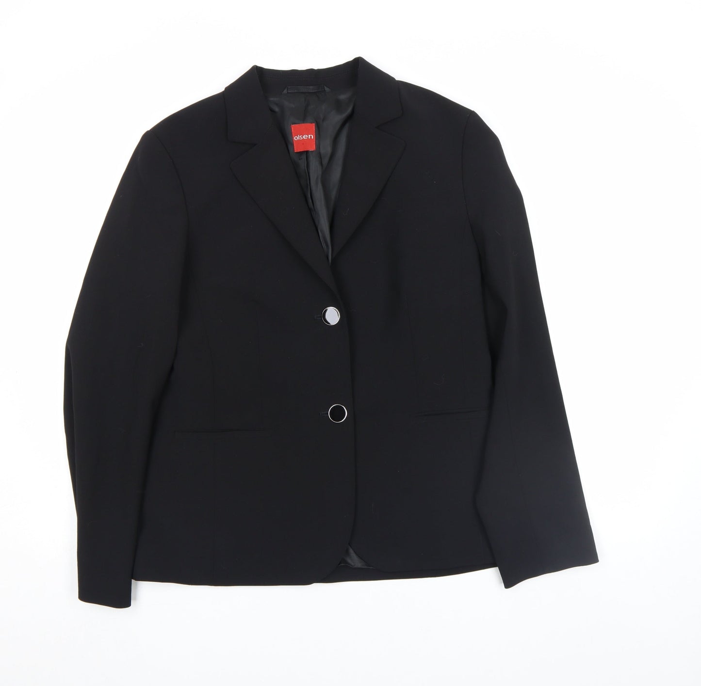 Olsen Womens Black Wool Blend Single-Breasted Blazer Size 12